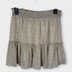 Altar’d State Cream Ruffle Mini Skirt Florals Tiered Jr Medium Womens Small‎